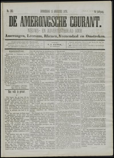 De Amerongsche Courant, 15 augustus 1878 (jrg. 4)