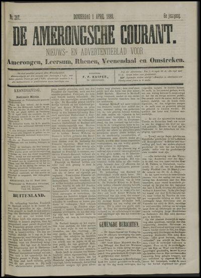 De Amerongsche Courant, 1 april 1880 (jrg. 6)