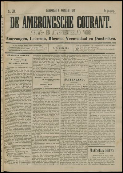 De Amerongsche Courant, 9 februari 1882 (jrg. 8)