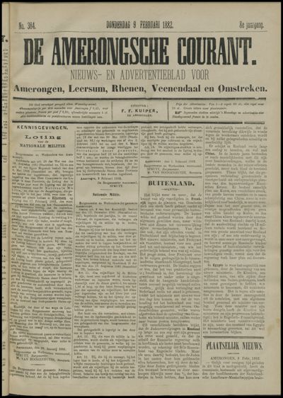 De Amerongsche Courant, 9 februari 1882 (jrg. 8)