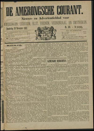 De Amerongsche Courant, 30 november 1882 (jrg. 9)