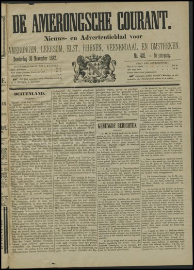 De Amerongsche Courant, 30 november 1882 (jrg. 9)