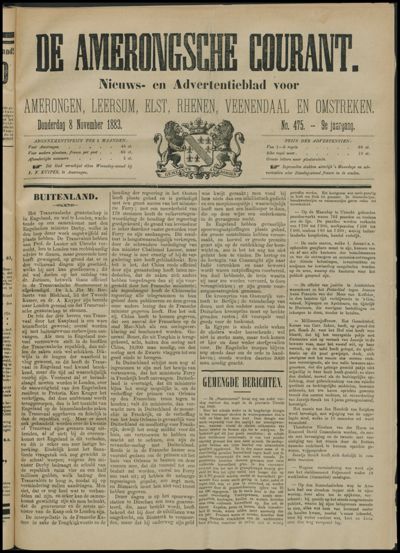 De Amerongsche Courant, 8 november 1883 (jrg. 9)