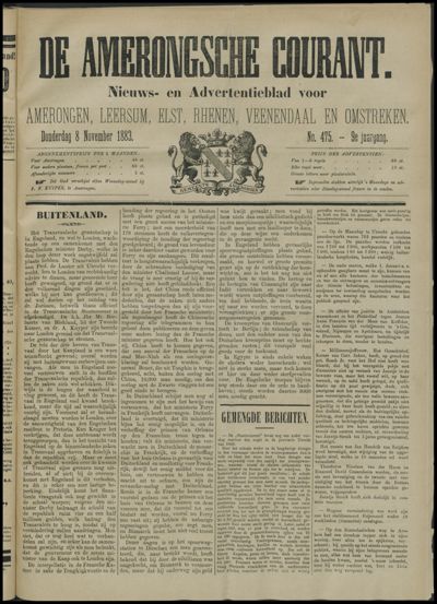 De Amerongsche Courant, 8 november 1883 (jrg. 9)