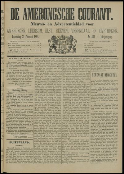 De Amerongsche Courant, 21 februari 1884 (jrg. 10)
