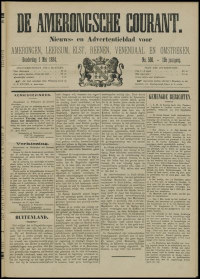 De Amerongsche Courant, 1 mei 1884 (jrg. 10)