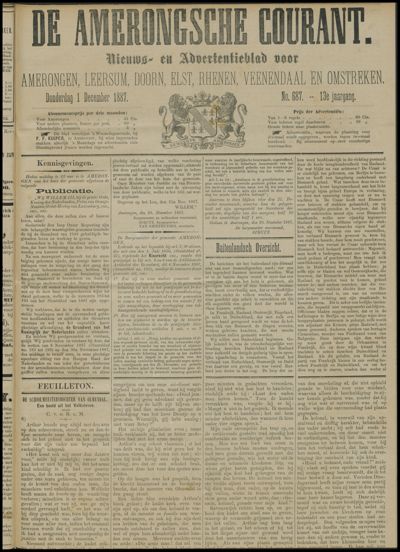 De Amerongsche Courant, 1 december 1887 (jrg. 13)