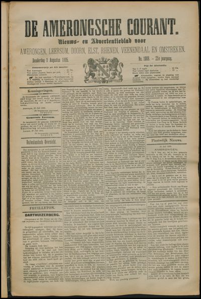 De Amerongsche Courant, 1 augustus 1895 (jrg. 21)