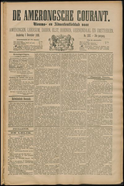 De Amerongsche Courant, 1 december 1898 (jrg. 24)