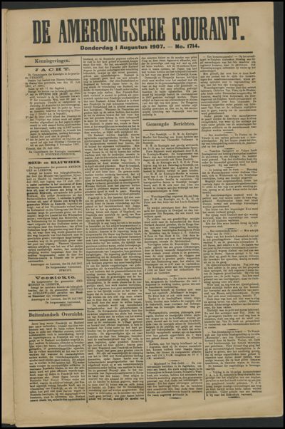 De Amerongsche Courant, 1 augustus 1907 (jrg. 33)