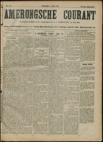 De Amerongsche Courant, 1 april 1922 (jrg. 1)