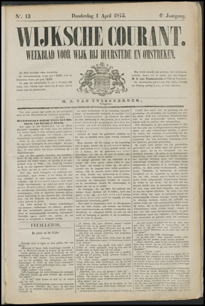 Wijkse Courant, 1 april 1875 (nr. 13, jrg. 6)