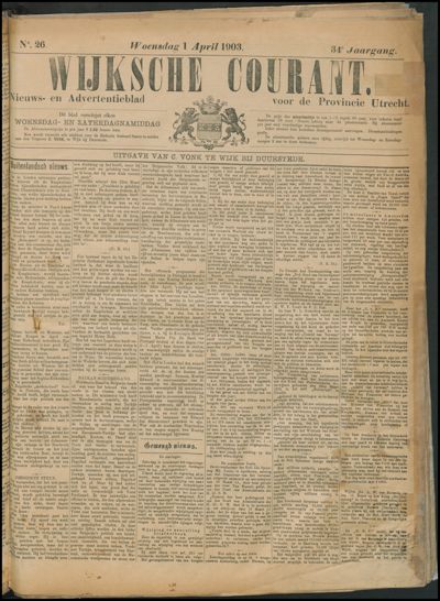 Wijkse Courant, 1 april 1903 (nr. 26, jrg. 34)