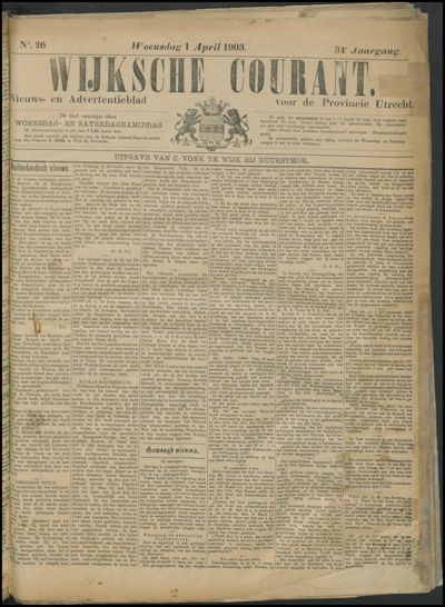 Wijkse Courant, 1 april 1903 (nr. 26, jrg. 34)