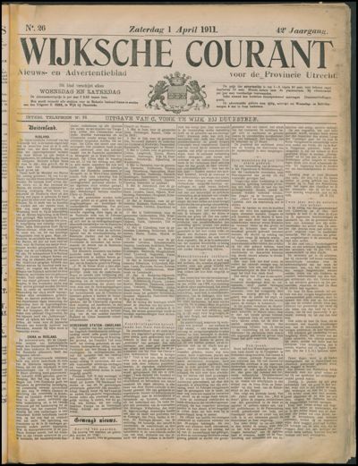 Wijkse Courant, 1 april 1911 (nr. 26, jrg. 32)