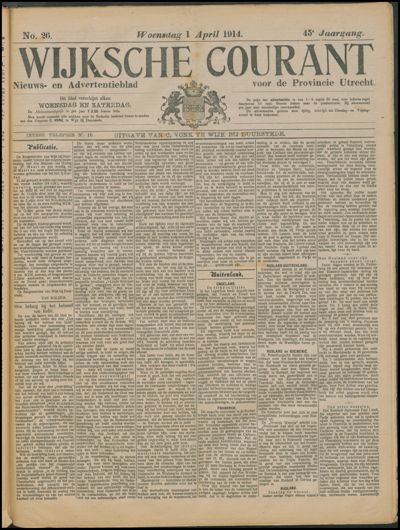 Wijkse Courant, 1 april 1914 (nr. 26, jrg. 45)