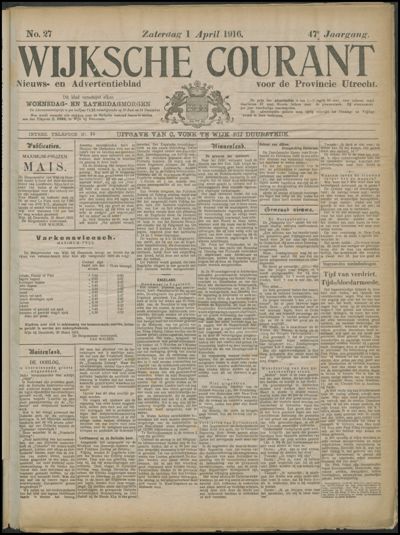 Wijkse Courant, 1 april 1916 (nr. 27, jrg. 47)