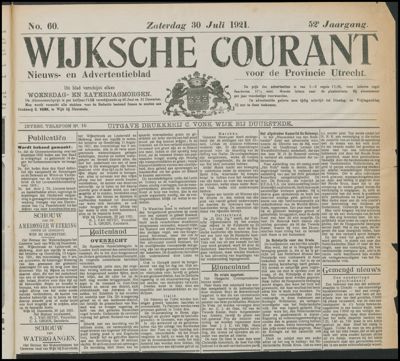 Wijkse Courant, 30 juli 1921 (nr. 60, jrg. 52)