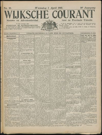 Wijkse Courant, 1 april 1925 (nr. 26, jrg. 56)