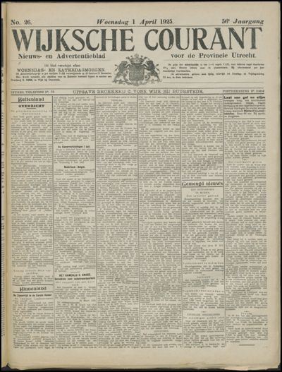 Wijkse Courant, 1 april 1925 (nr. 26, jrg. 56)