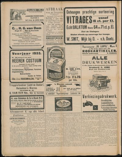 Wijkse Courant, 1 april 1933 (nr. 26, jrg. 64)