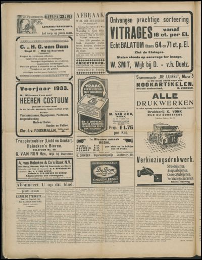 Wijkse Courant, 1 april 1933 (nr. 26, jrg. 64)