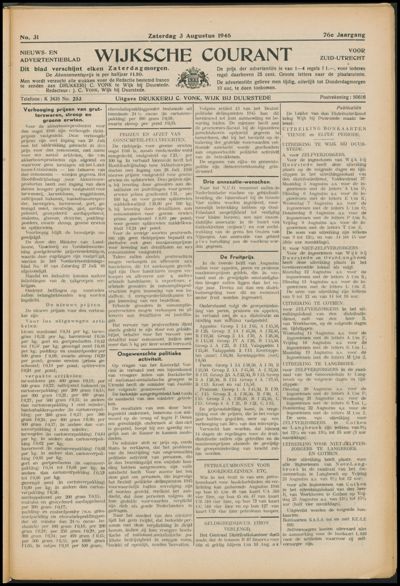 Wijkse Courant, 3 augustus 1946 (nr. 31, jrg. 76)
