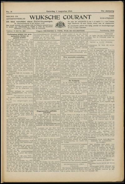 Wijkse Courant, 3 augustus 1946 (nr. 31, jrg. 76)