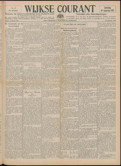 Wijkse Courant, 10 augustus 1957 (nr. 32, jrg. 88)