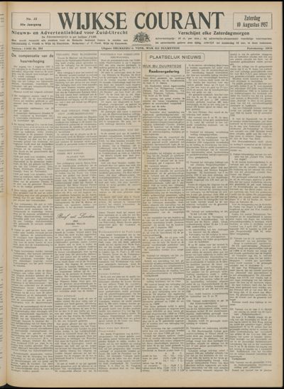 Wijkse Courant, 10 augustus 1957 (nr. 32, jrg. 88)
