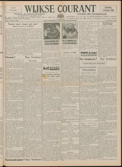 Wijkse Courant, 8 oktober 1960 (nr. 40, jrg. 91)
