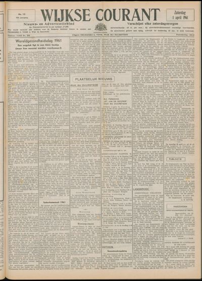 Wijkse Courant, 1 april 1961 (nr. 13, jrg. 92)