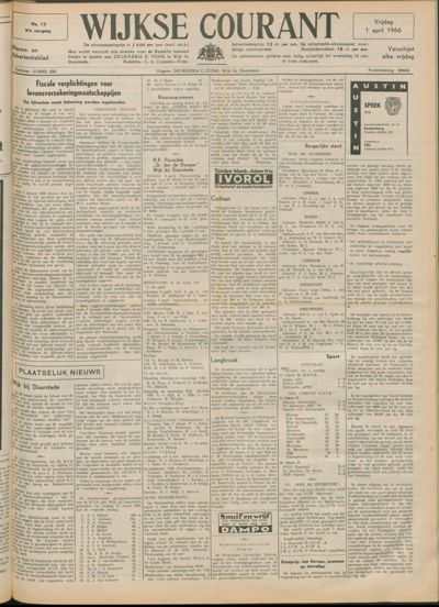 Wijkse Courant, 1 april 1966 (nr. 13, jrg. 97)