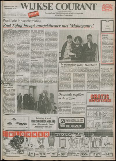 Wijkse Courant, 1 april 1987 (nr. 13, jrg. 118)