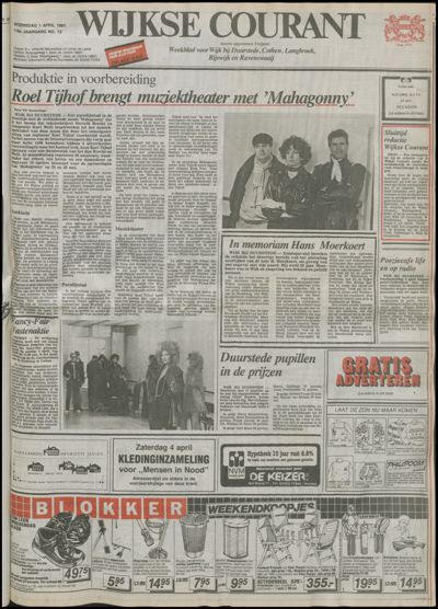 Wijkse Courant, 1 april 1987 (nr. 13, jrg. 118)