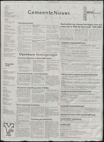 Wijkse Courant, 6 januari 1999 (nr. 1, jrg. 129)