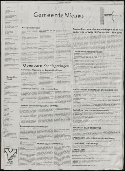 Wijkse Courant, 6 januari 1999 (nr. 1, jrg. 129)