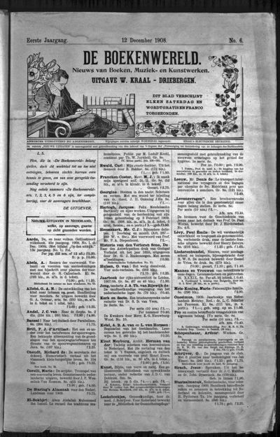 De Boekenwereld, 12 december 1908 (nr. 6, jrg. 1)