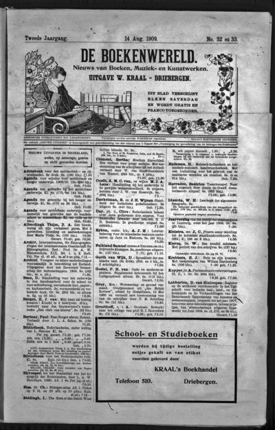 De Boekenwereld, 14 augustus 1909 (nr. 32, jrg. 2)