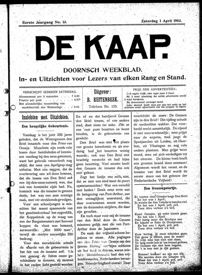 De Kaap, 1 april 1905