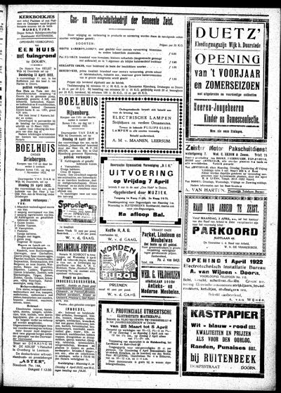 De Kaap, 1 april 1922