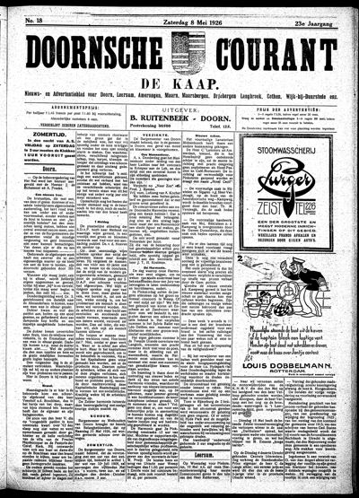 De Kaap, 8 mei 1926
