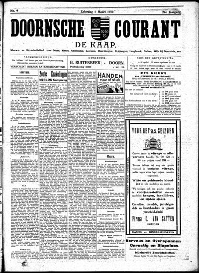De Kaap, 1 maart 1930