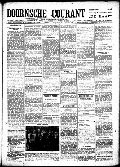 De Kaap, 1 augustus 1942