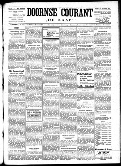 De Kaap, 1 augustus 1952