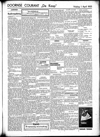 De Kaap, 1 april 1955