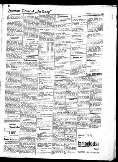 De Kaap, 11 december 1959
