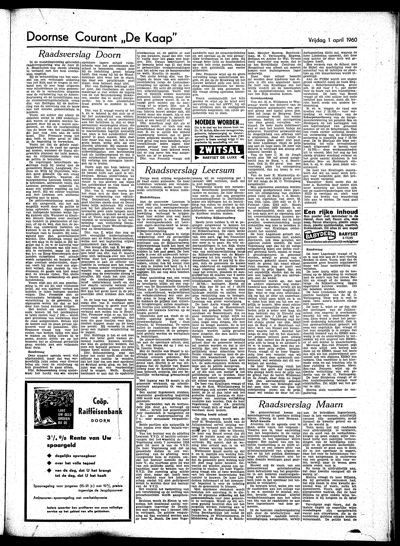 De Kaap, 1 april 1960