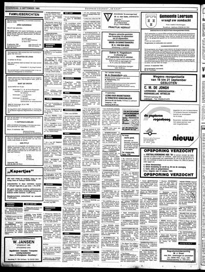 De Kaap, 12 september 1985