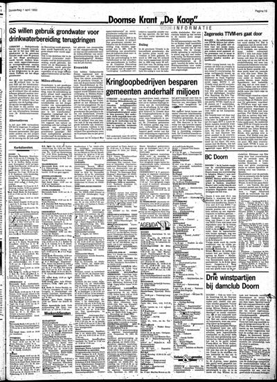 De Kaap, 1 april 1993